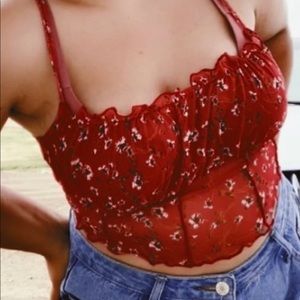 Mesh floral cropped tank